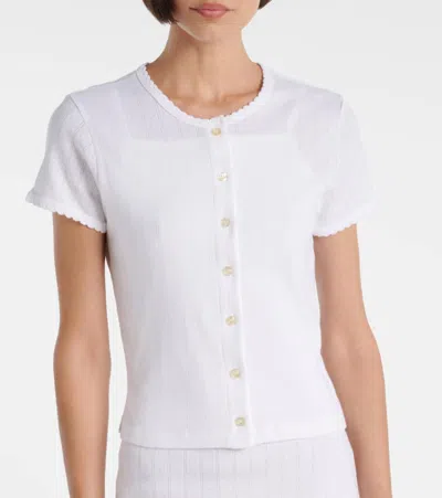 Leset Pointelle Cotton Cardigan