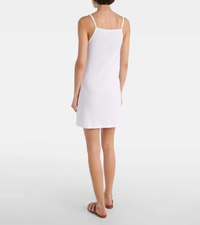 Leset Pointelle Square Neck Mini Dress In White
