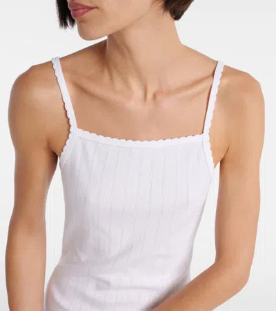 Leset Pointelle Square Neck Mini Dress In White