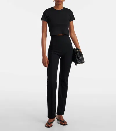 Leset Kelly Cropped Cotton-blend Jersey T-shirt In Black