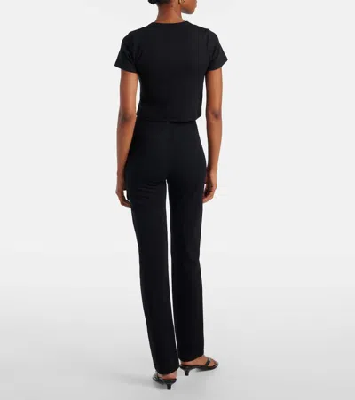Leset Kelly Cropped Cotton-blend Jersey T-shirt In Black