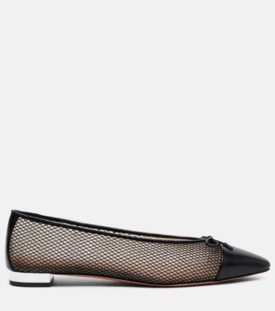 Aquazzura Gioia Mesh And Leather Ballet Flats