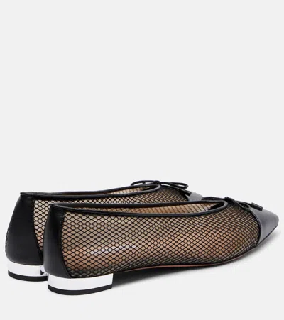 Aquazzura Gioia Mesh And Leather Ballet Flats