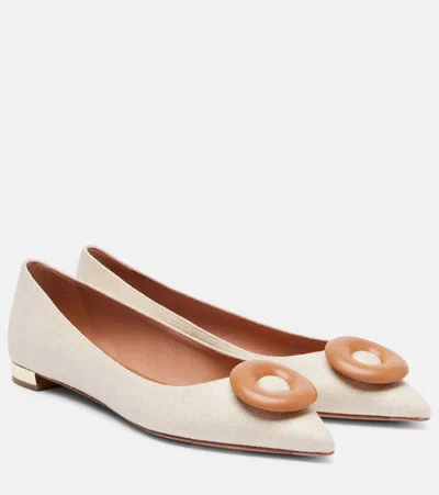Aquazzura Hoop Leather-trimmed Ballet Flats