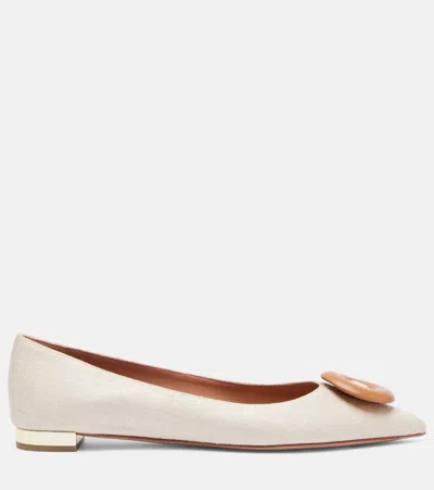 Aquazzura Hoop Leather-trimmed Ballet Flats