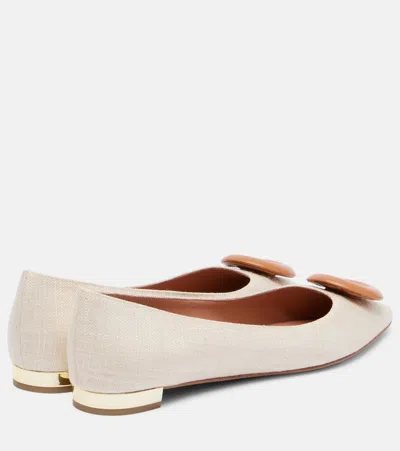 Aquazzura Hoop Leather-trimmed Ballet Flats