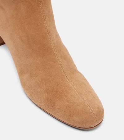 Aquazzura Saint Honore 50 Suede Ankle Boot In Brown