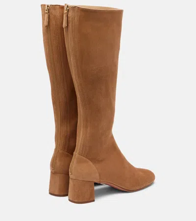 Aquazzura Saint Honore 50 Suede Ankle Boot In Brown