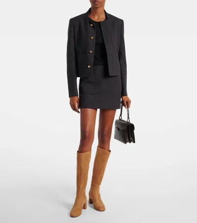 Aquazzura Saint Honore 50 Suede Ankle Boot In Brown