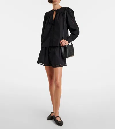 Ulla Johnson Elowen Embroidered Cotton Poplin Shorts