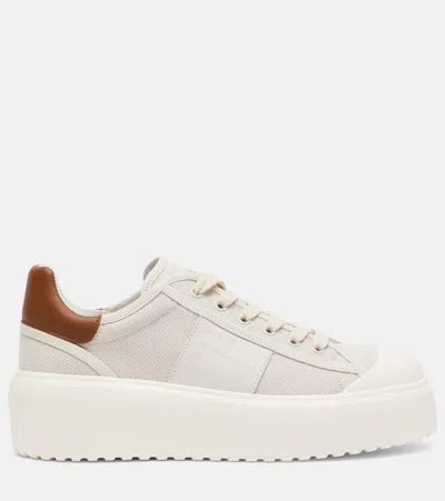 Hogan H-stripes Canvas And Leather Sneakers