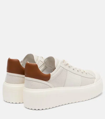 Hogan H-stripes Canvas And Leather Sneakers