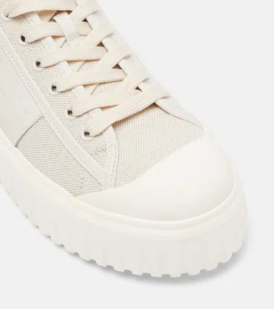Hogan H-stripes Canvas And Leather Sneakers