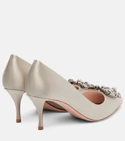 Roger Vivier Flower Strass 65 Embellished Satin Pumps In Multi