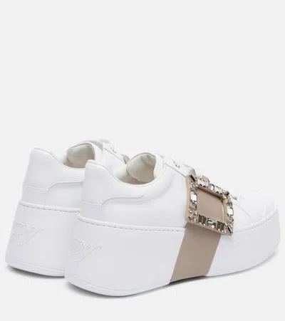 Roger Vivier Viv Skate Crystal Embellished Platform Sneaker In White