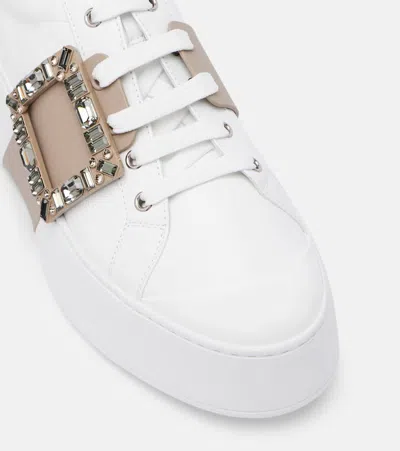 Roger Vivier Viv Skate Crystal Embellished Platform Sneaker In White