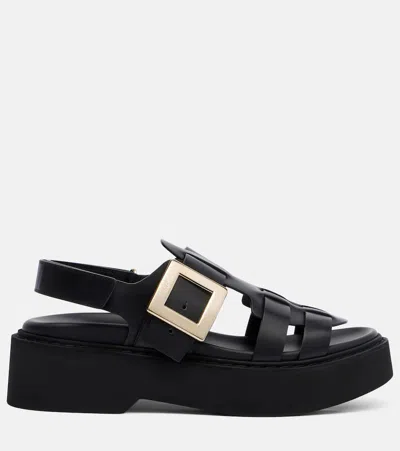 Roger Vivier Viv Rangers Buckled Flat Sandals