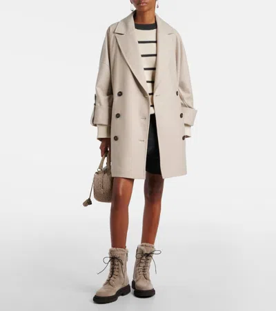 Brunello Cucinelli Shearling-trimmed Suede Combat Boots