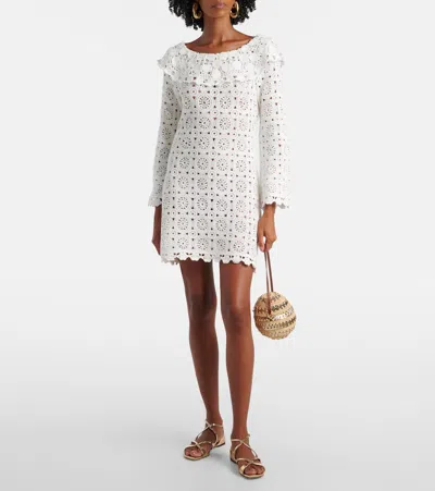 Rixo London Womens White Envalira Cotton-crochet Mini Dress In White