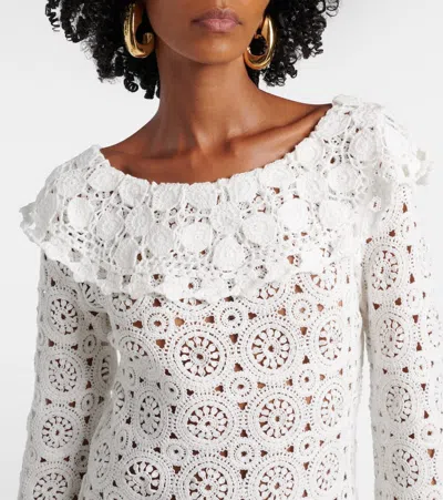 Rixo London Womens White Envalira Cotton-crochet Mini Dress In White