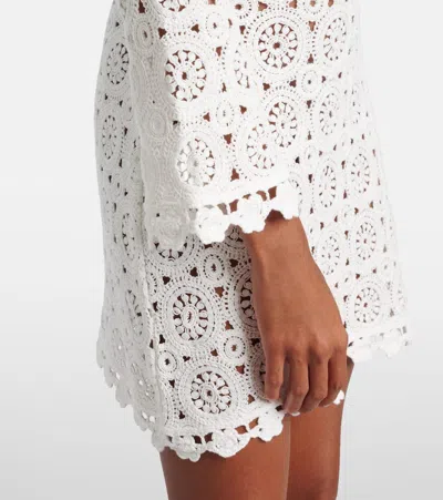 Rixo London Womens White Envalira Cotton-crochet Mini Dress In White
