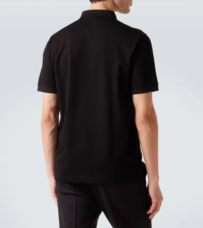 Prada Men's Slim Pique Knit Logo Polo In Black