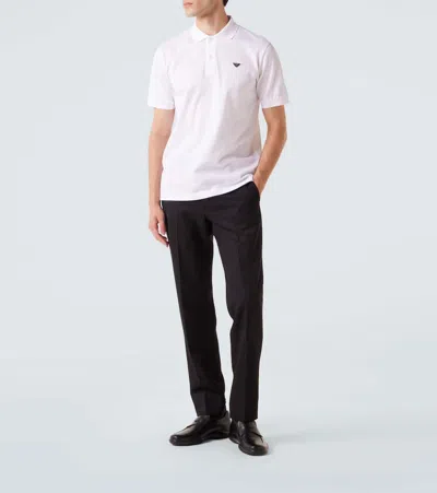 Prada Triangle Logo Polo T-shirt In White