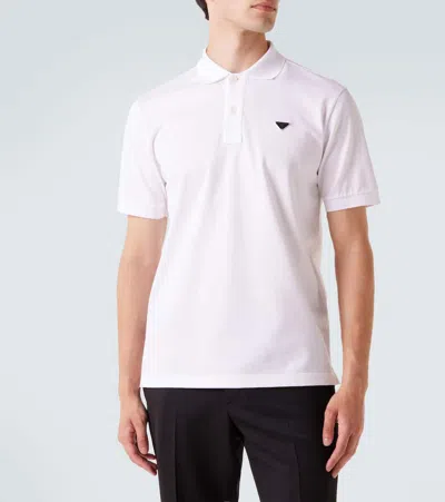Prada Triangle Logo Polo T-shirt In White