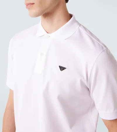 Prada Triangle Logo Polo T-shirt In White