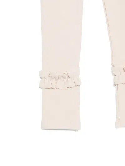 Donsje Ribbed Ruffle Leggings In Neutral