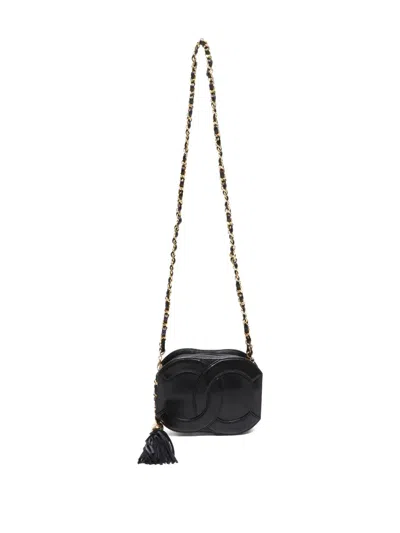 Pre-owned Chanel 1989-1991 Cc-mark Chain Shoulder Bag In Black