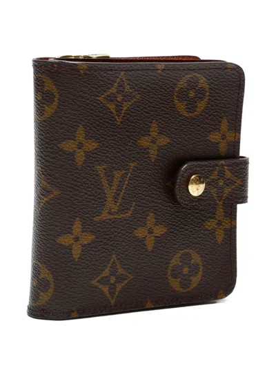Pre-owned Louis Vuitton 2002 Monogram Zipped Wallet In Brown