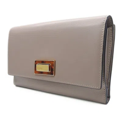 Pre-owned Fendi Beige Grayish Leather Wallet (bi-fold) ()