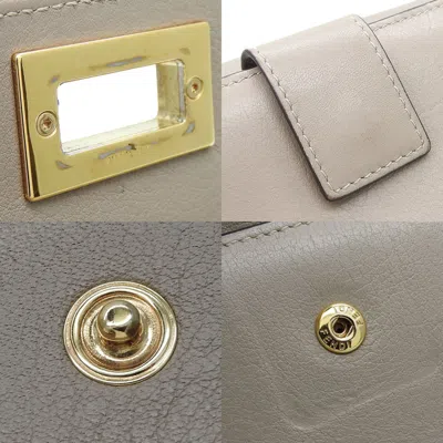 Pre-owned Fendi Beige Grayish Leather Wallet (bi-fold) ()