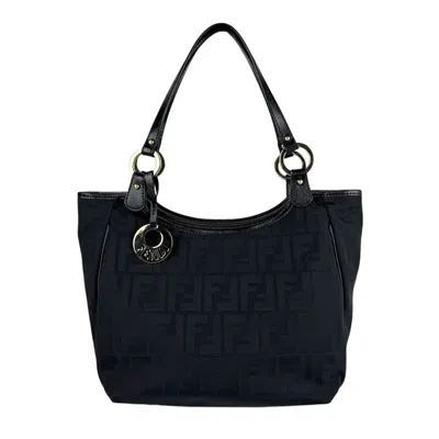 Pre-owned Fendi Black Canvas Leather Shoulder Bag ()