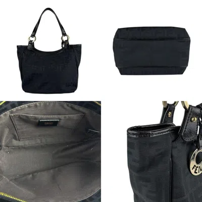 Pre-owned Fendi Black Canvas Leather Shoulder Bag ()