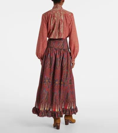 Valentino Printed High-rise Cotton Maxi Skirt In Multi