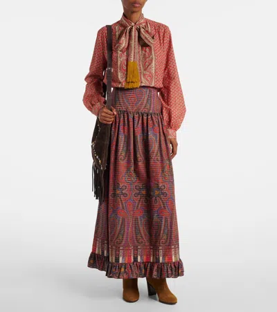 Valentino Printed High-rise Cotton Maxi Skirt In Multi