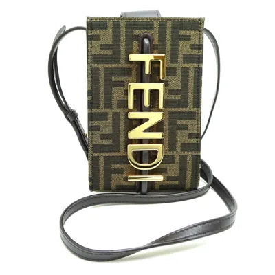 Pre-owned Fendi Brown Fabric Leather Pouch Shoulder Bag ()