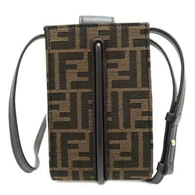 Pre-owned Fendi Brown Fabric Leather Pouch Shoulder Bag ()