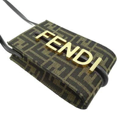 Pre-owned Fendi Brown Fabric Leather Pouch Shoulder Bag ()