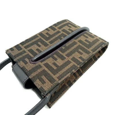 Pre-owned Fendi Brown Fabric Leather Pouch Shoulder Bag ()