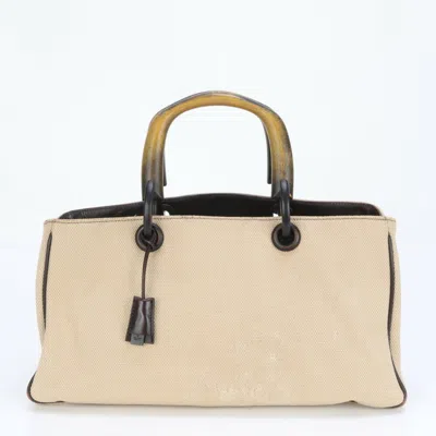 Pre-owned Gucci Beige Brown Leather Canvas Shoulder Bag ()