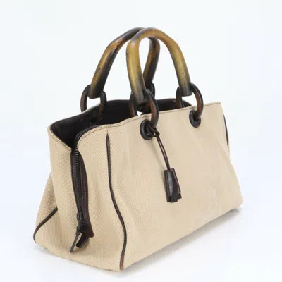 Pre-owned Gucci Beige Brown Leather Canvas Shoulder Bag ()