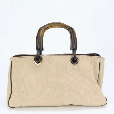 Pre-owned Gucci Beige Brown Leather Canvas Shoulder Bag ()