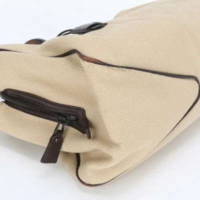 Pre-owned Gucci Beige Brown Leather Canvas Shoulder Bag ()