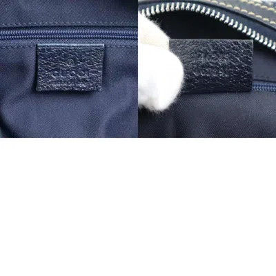 Pre-owned Gucci Beige Navy Red Color Gg Canvas Shoulder Bag ()