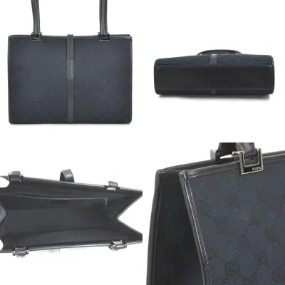 Pre-owned Gucci Black Gg Canvas Leather Shoulder Bag ()