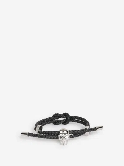 Alexander Mcqueen Skull Braided Bracelet In Black