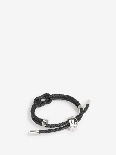 Alexander Mcqueen Skull Braided Bracelet In Black